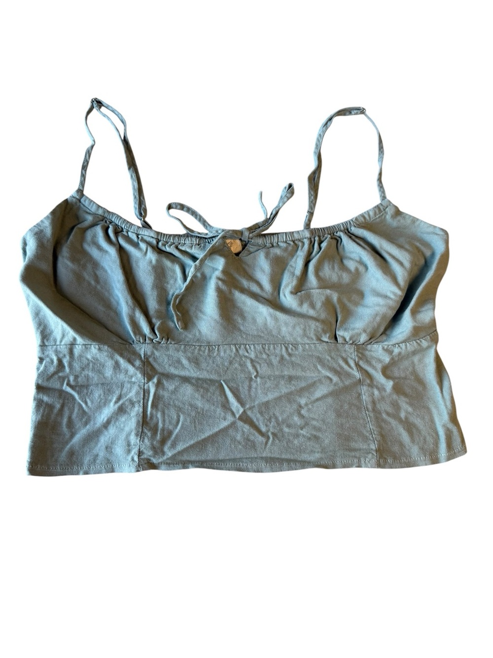 Light Blue Spaghetti-Strap Tank with Front Tie Accent